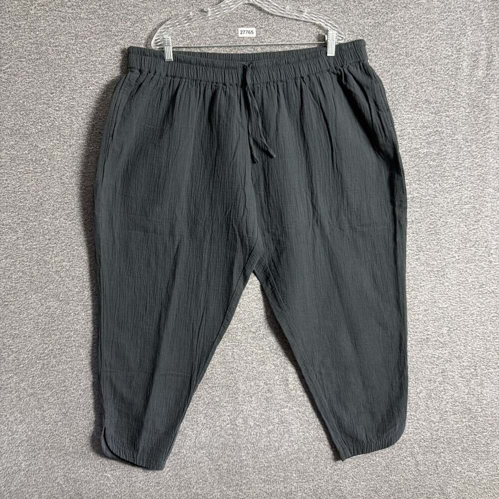 Pact Women's XXL Organic Cotton Tapered Leg Crop Drawstring Pants With Pockets